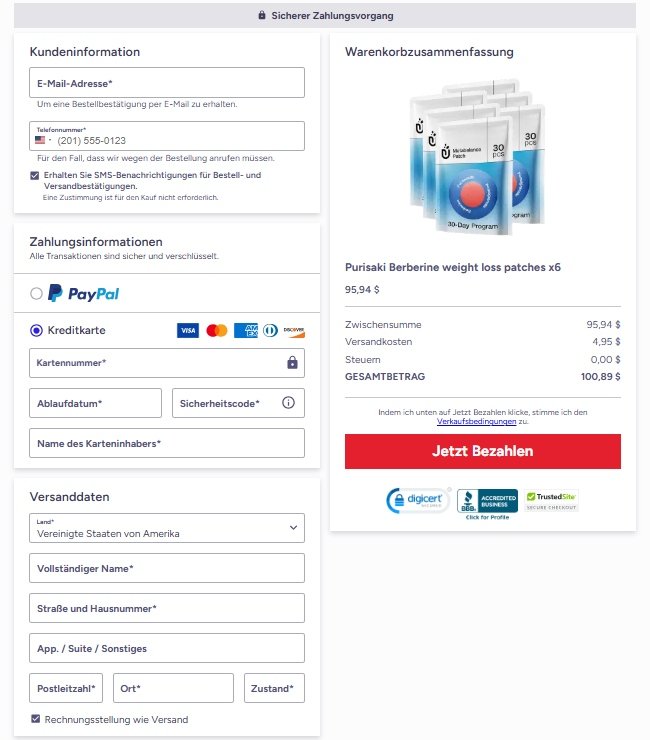 SSL-secured payment for Purisaki Patches order